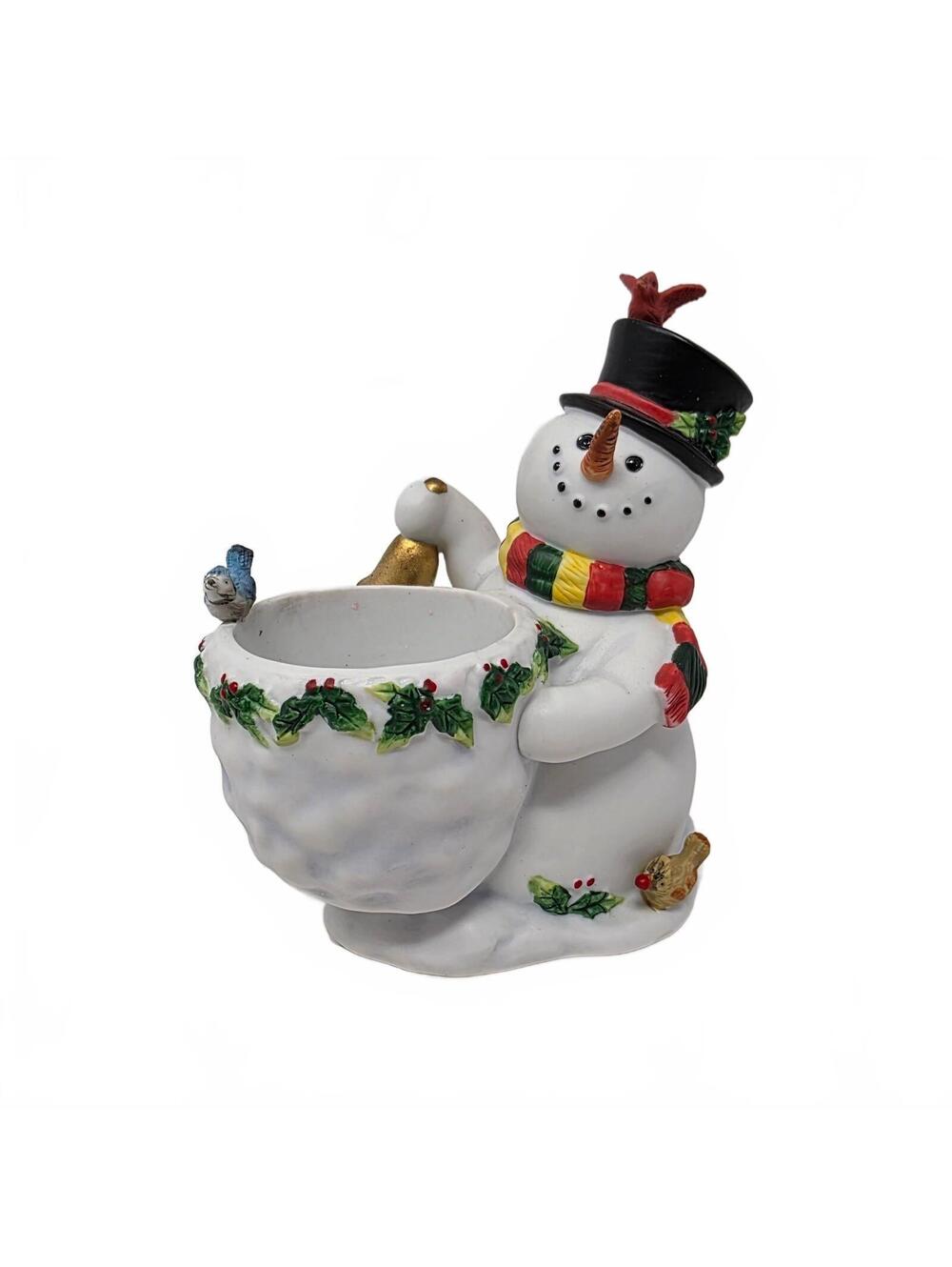 Vintage PartyLite Snowbell Snowman Votive Holder P7249 Original Box